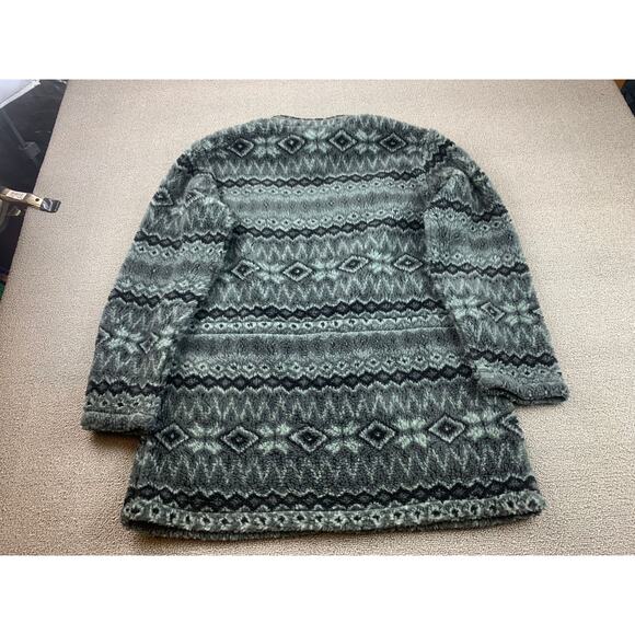 Denim & Co. Womens Small Gray‎ Aztec Fuzzy Full Zip Sweater - Picture 4 of 10